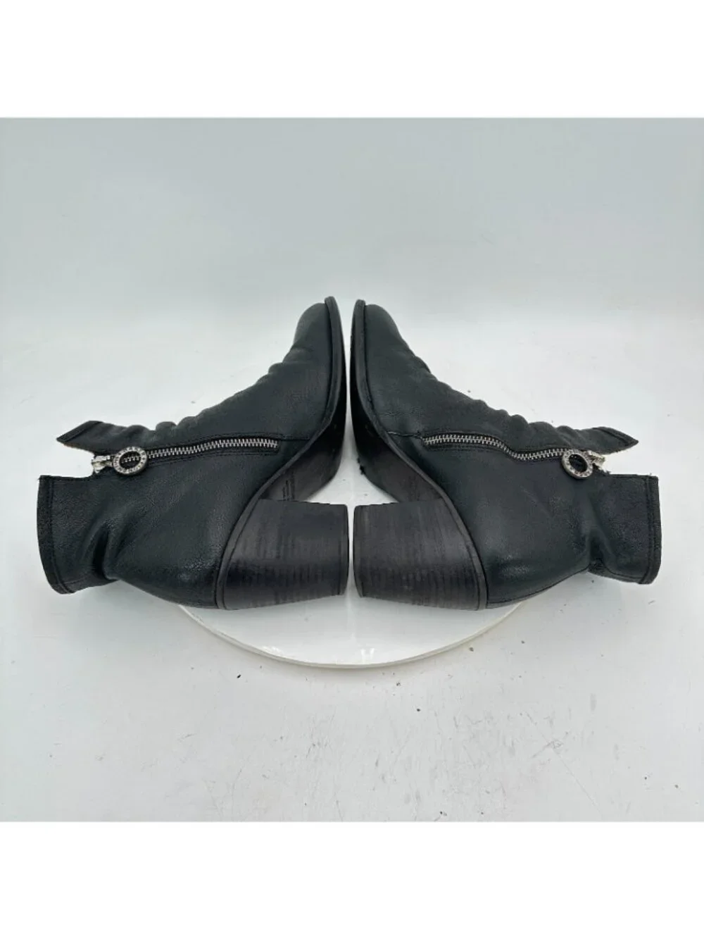 Fiorentini + Baker Women Size EU 40 US 10 Black Leather Side Zip Block Heel Boot - Picture 6 of 11